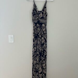 Floral Black and Cream Maxi Dress